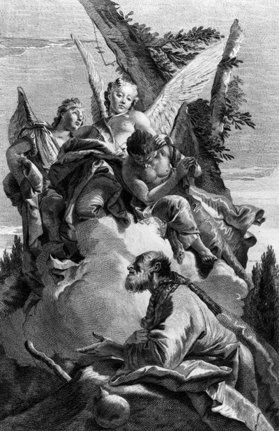 Tres ángeles apareciendo a Abraham, grabado por Pietro Monaco, c.1750 de Giovanni Battista Tiepolo